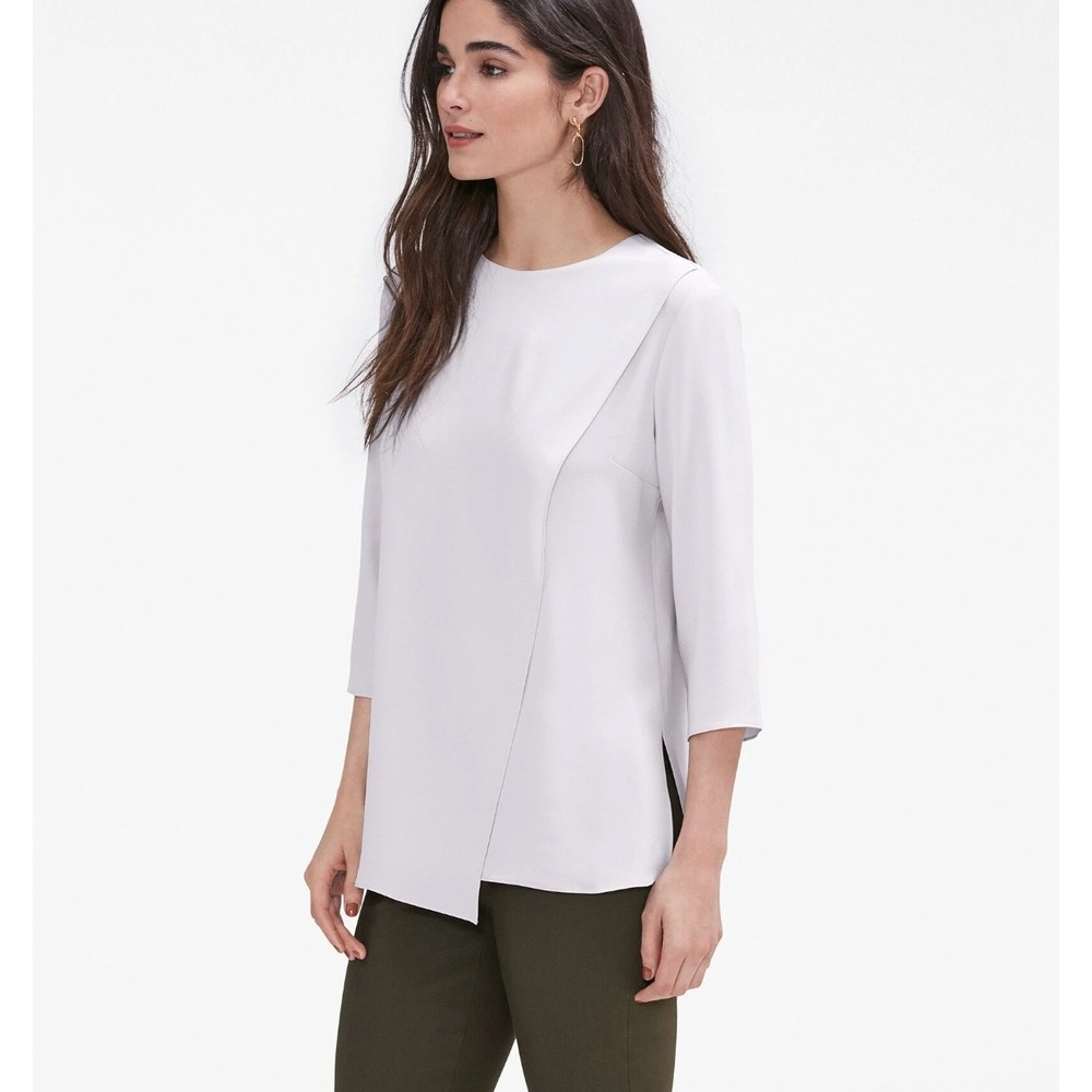MM.LaFleur The Bourgeois Blouse Small Lavender Asymmetrical Draped Blouse